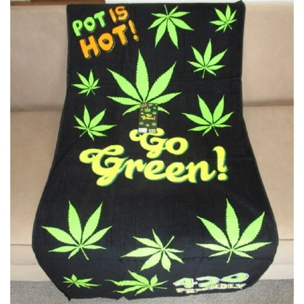 New Go Green Beach Bath Pool Towel GIFT Marijuana Pot Leaf Weed 420 Friendly NWT
